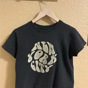 Brandy Melville Black Tee with White Print